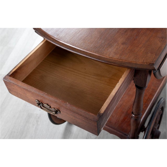 1940s Vintage Black Cherry Drop Leaf Tea Bar Cart For Sale - Image 5 of 7