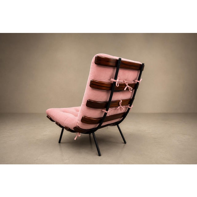 1960s Brazilian Modern Wood Slat & Metal Frame Armchair, Moveis Pallar, 1950s For Sale - Image 5 of 18