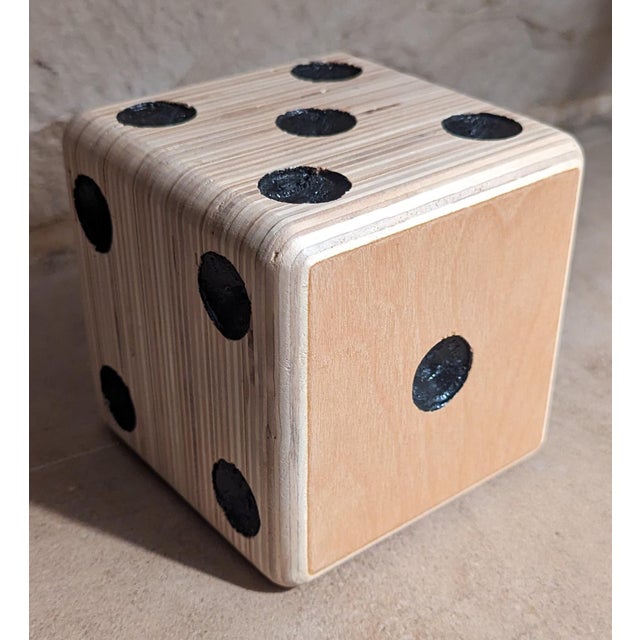 Stunning accent dice piece measures 5" square with smooth edges, natural color wood with visible grain, the numbered dots...