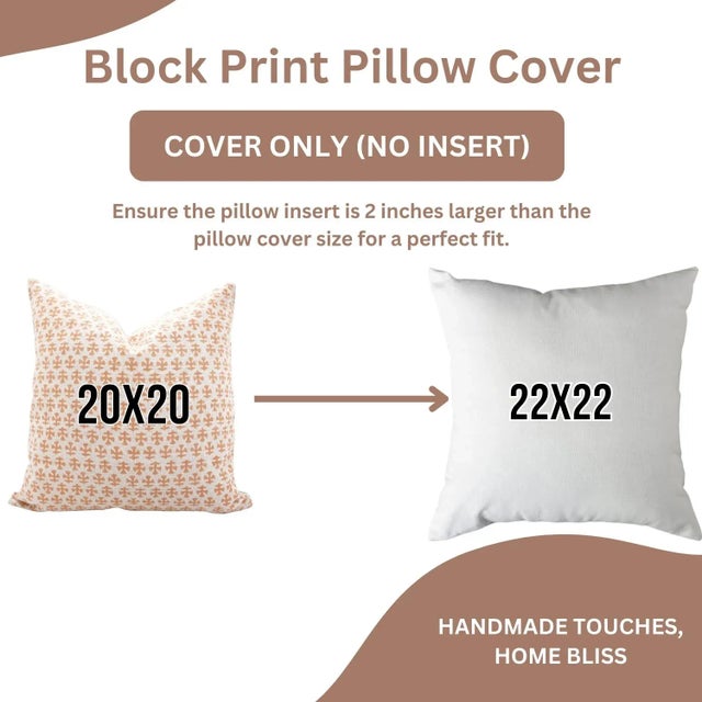 Not Yet Made - Made To Order Fabdivine Cozy Throw Pillow Covers Handmade Block Print for Bedroom & Living Room Size 20x20- Bindika For Sale - Image 5 of 5