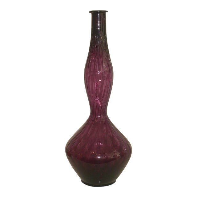 Italian Mid-Century Modern Tall Blown Genie Bottle, Decanter For Sale