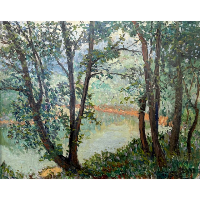 Fine 1935 Impressionist landscape oil painting by L. W. Sagle. Though we found little of this particular artist, the name...