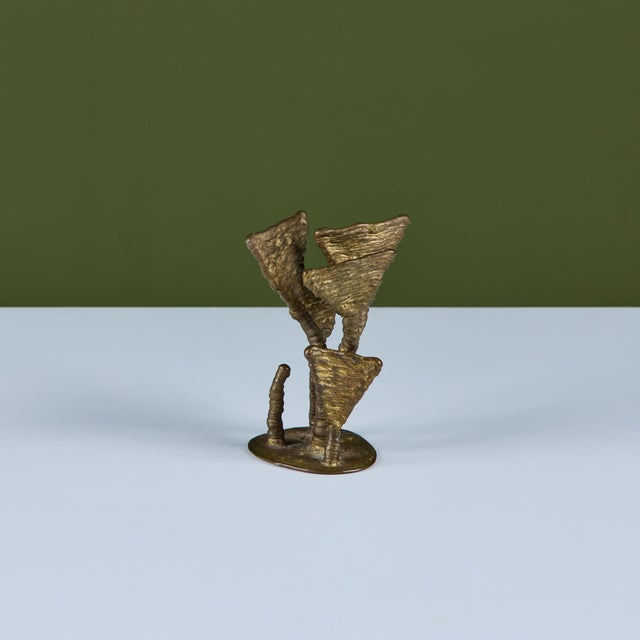 Brass abstract sculpture by German born artist, Klaus Ihlenfeld, c.1990s, USA. Klaus was born in Germany in 1934 and moved...