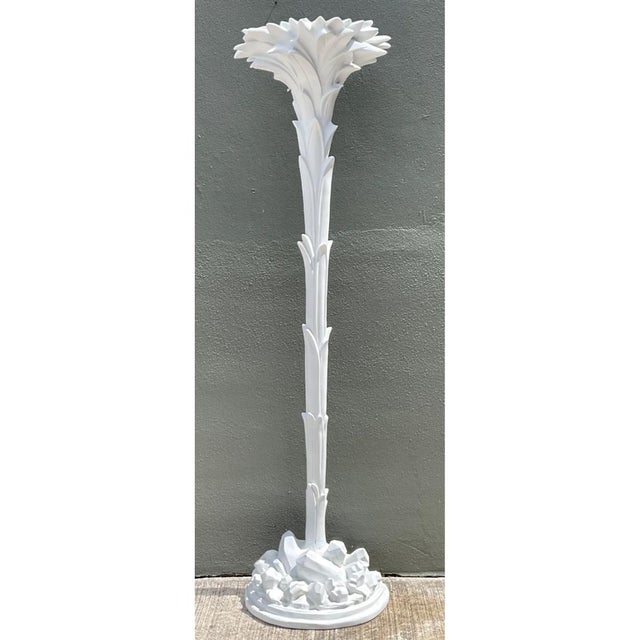 Vintage Ecoplaster Palm Torchere After Serge Roche For Sale - Image 4 of 12