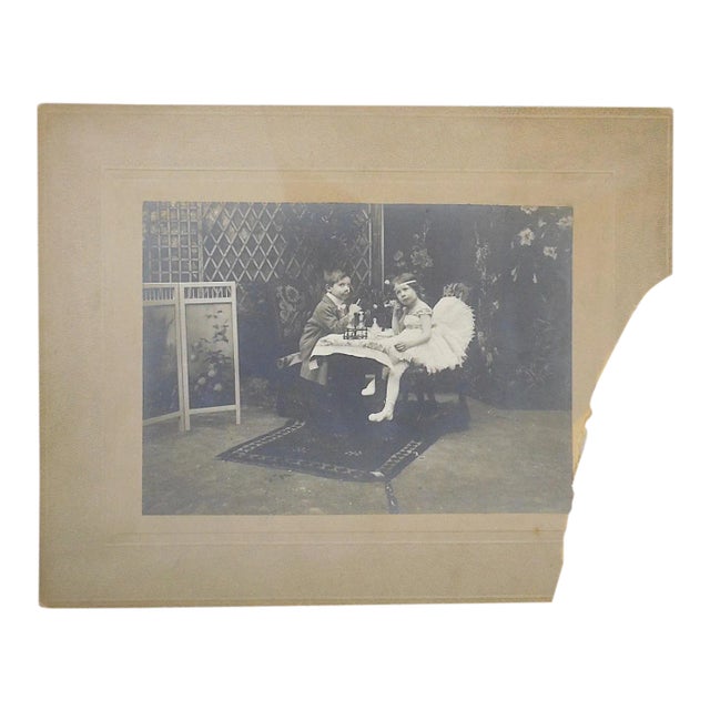Captivating Antique Silver Gelatin Photograph-Children Playing "Dress-Up" For Sale