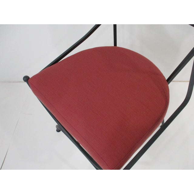 Black French Iron and Upholstered Outdoor Indoor Dining Chairs For Sale - Image 8 of 12