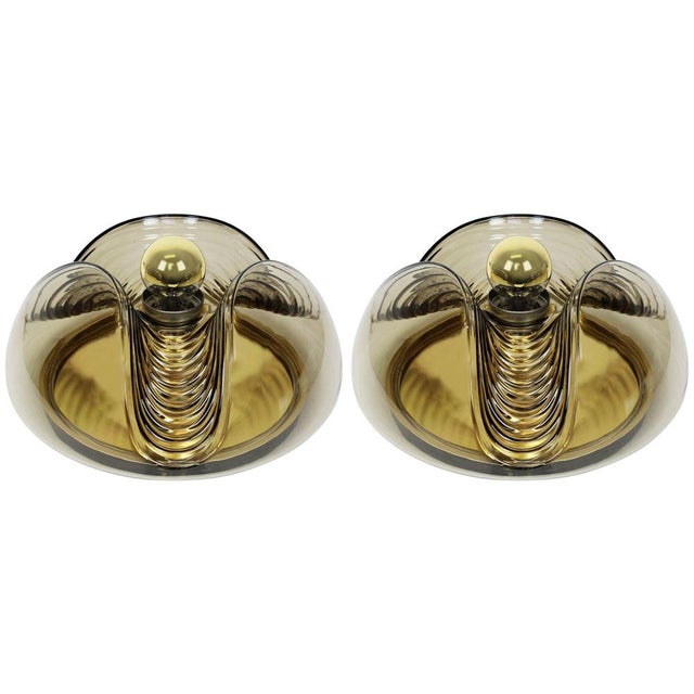 Glass Large German Wall Sconce Flush Mount by Koch & Lowy for Peill & Putzler For Sale - Image 7 of 7