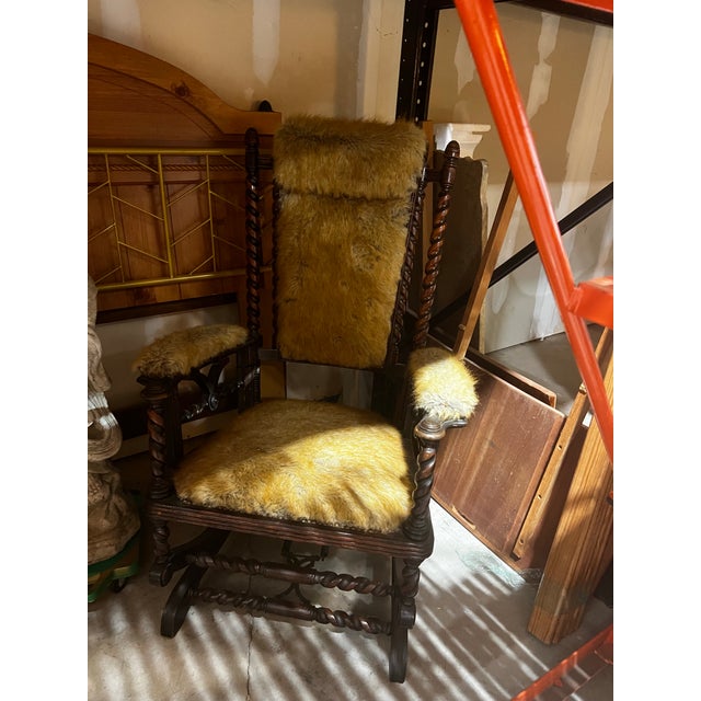 Up for consideration is a beautiful vintage faux fur barley twist rocking chair. This would look lovely in your home, and...