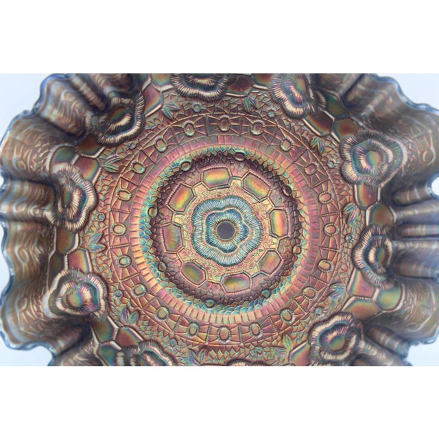 Antique Carnival Glass Amethyst Ruffled Bowl For Sale - Image 9 of 9