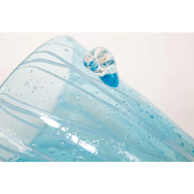 1970s Vintage Italian Murano Venini Venetian Art Glass Ice Bucket Blue and White For Sale - Image 9 of 12