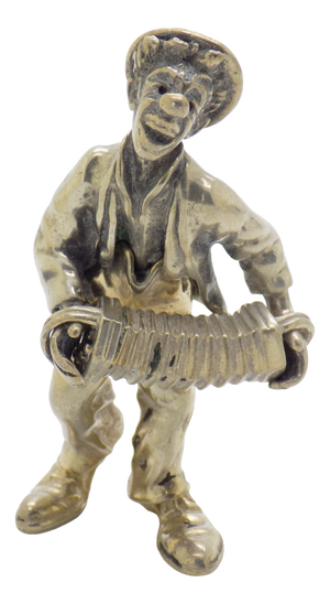 Vintage Italian Handmade Silver Clown with Accordion Figurine from Angini, Tuscany, 1970s