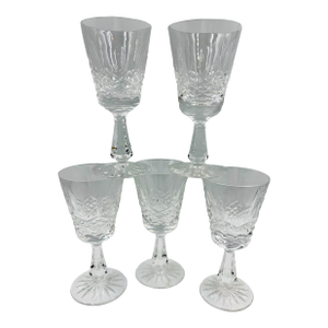 Mid 20th Century Waterford Crystal Kenmare Sherry Wine Glasses- Set of 5