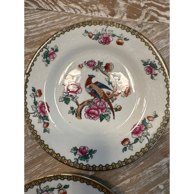 Early 20th Century F. Winkle & Co Whieldon Ware Pheasant Fruit Saucer Set of 4 For Sale - Image 4 of 8