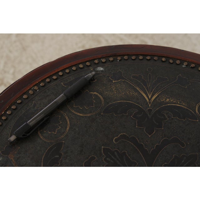 Wood Maitland Smith Mahogany and Metal Round End Table For Sale - Image 7 of 13