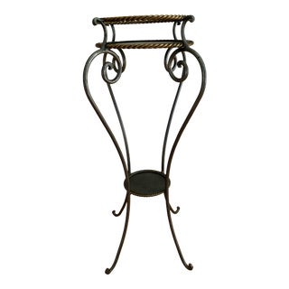 Vintage Italian Rope Iron Two Tier Plant Stand For Sale