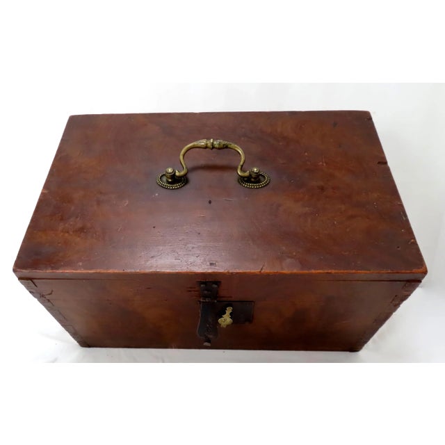 Mid 19th Century Antique Faux Burl Mahogany Grain Painted Document Box For Sale - Image 4 of 13
