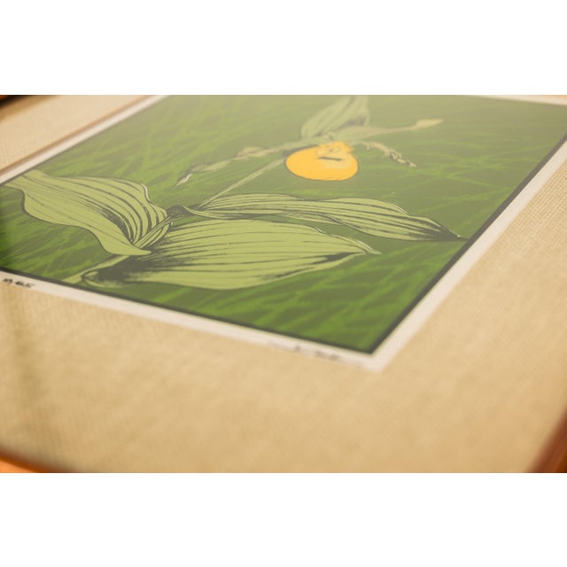 Mid-Century Modern Boho Chic 18/65 Framed & Signed Lithograph Print of a Lady's Slipper Orchid by John Cook, Usa, C. 1960s For Sale In Orlando - Image 6 of 16