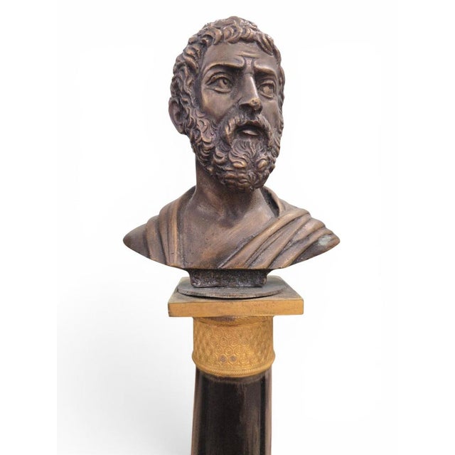 Black Marble Columns with Gilt Bronze Mounts and Roman Emperor Busts, 1898, Set of 4 For Sale - Image 9 of 11