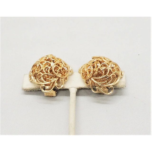 1966 Vintage Signed Napier "Golden Fern" Clip Earrings- 2 Pieces For Sale - Image 9 of 10
