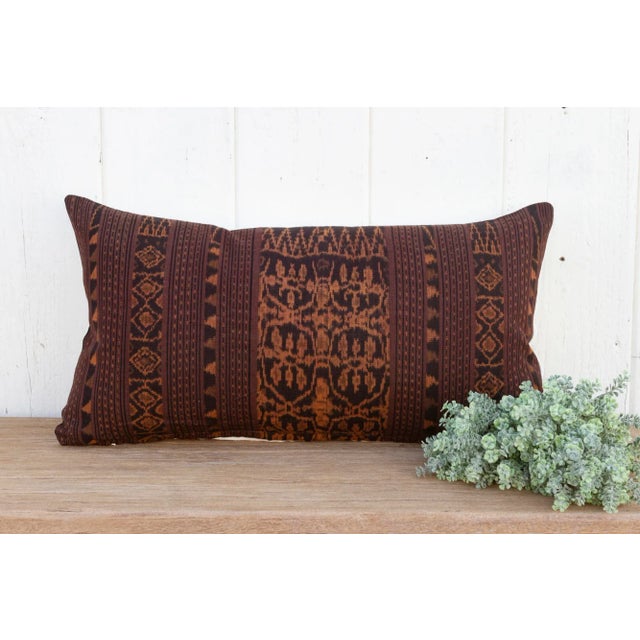 Brown Krayan Antique Sumatran Ikat Pillow For Sale - Image 8 of 8