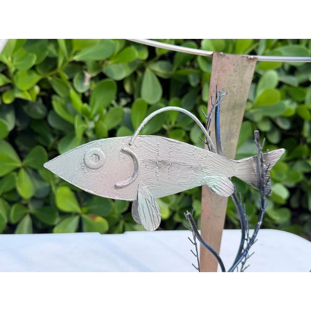 Silver Vintage 1994 Metal Fish Bowl Sculpture, Signed For Sale - Image 8 of 11