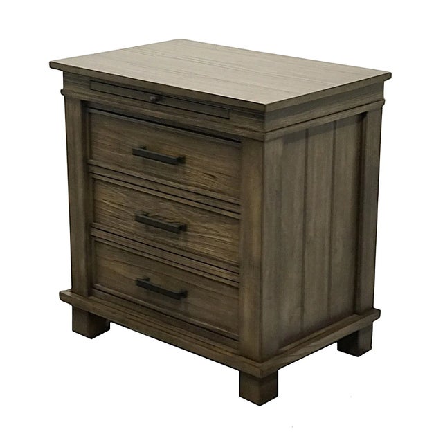 A-America Glacier Point Collection Solid New Zealand Pine 27" Three Drawer Nightstand - Greystone Finish For Sale - Image 4 of 12