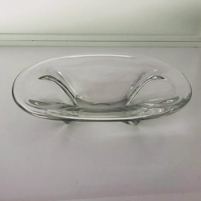 Mid-Century Modern Midcentury Heavy Clear Art Glass Centerpiece For Sale - Image 3 of 7