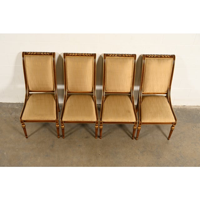 1980s Karges French Regency Louis XVI Carved Walnut and Gold Gilt Dining Chairs | Set of Four For Sale - Image 5 of 14