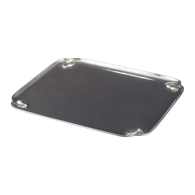 1930s Rectangular Silver Tray with Magnolia Blossom Decoration from Georg Jensen, 1930s For Sale - Image 5 of 5