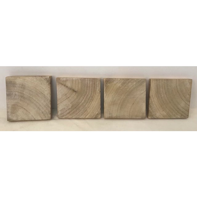 Tan Vintage Wooden Square Coasters - Set of 4 For Sale - Image 8 of 8