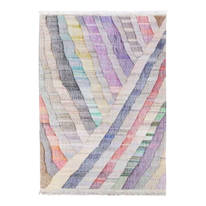 Vintage Turkish Kilim Flatweave Geometric Multicolor Wool Rug