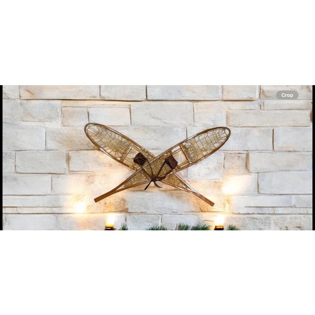 Leather Rawhide Snowshoes Tubbs Vermont Ash Wood Decorative Display-a Pair For Sale - Image 6 of 12