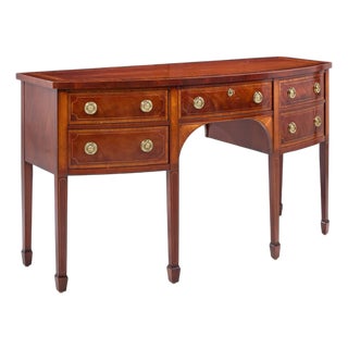 Baker Historic Charleston Inlay Mahogany Bow Front Sideboard Credenza For Sale