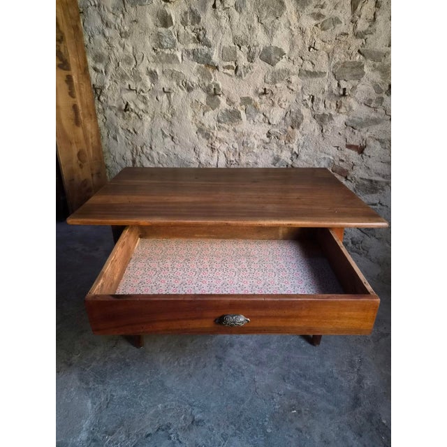 Antique French Walnut Farmhouse Dining Table with Drawer, 1900s For Sale - Image 14 of 18