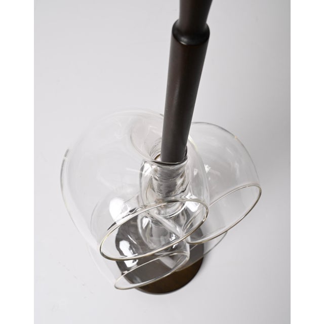 Wood Mid-Century Italian Blown Drinking Glasses and Walnut Wood Holder, 1970s, Set of 5 For Sale - Image 7 of 18