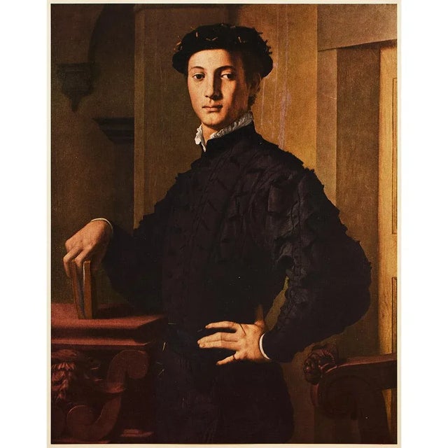 Paper 1953 After Bronzino "Portrait of a Young Man", Full-Color Vintage Print For Sale - Image 7 of 8