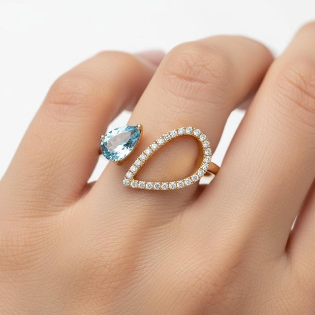 Pear Topaz 14k Gold Ring, Size 7.5 For Sale - Image 6 of 11