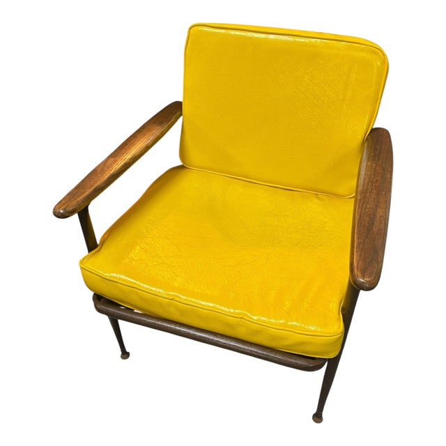 1960s Mid Century Modern Baumritter Metal and Wood Patio Sun Porch Chair For Sale