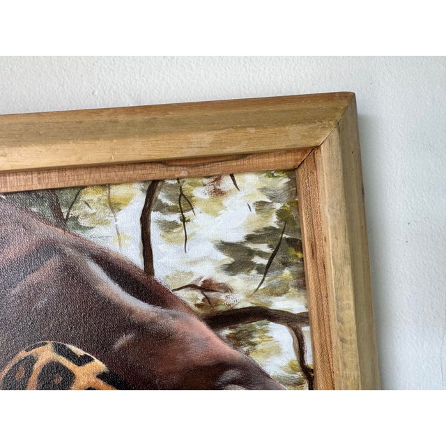 Vintage H.W.Hill Wildlife - Tiger on Tree Landscape Oil on Canvas Painting, Framed For Sale - Image 10 of 11