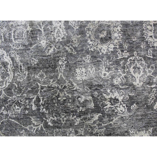 Bryant Gray/Charcoal hand knotted Wool/Viscose/Cotton Rug - 8'x10' For Sale In Los Angeles - Image 6 of 7