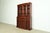 English Baker Furniture Style Georgian Banded Mahogany Breakfront Bookcase Cabinet With Drop Front Secretary Desk For Sale - Image 3 of 15
