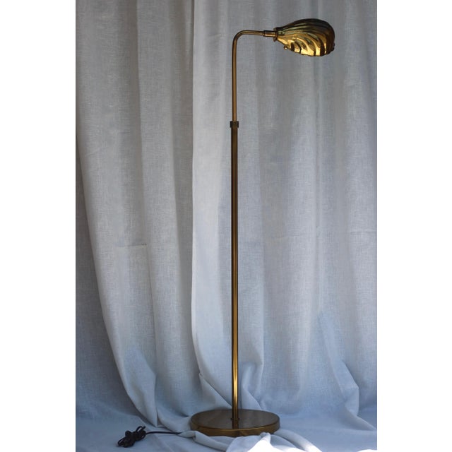 Vintage Brass Clamshell Floor Lamp, in the Style of Frederick Cooper, C. 1970s For Sale In Los Angeles - Image 6 of 6