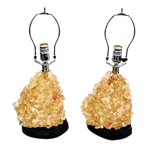 Pair Citrine Rock Chrystal Style of Carole Stupell Lamps