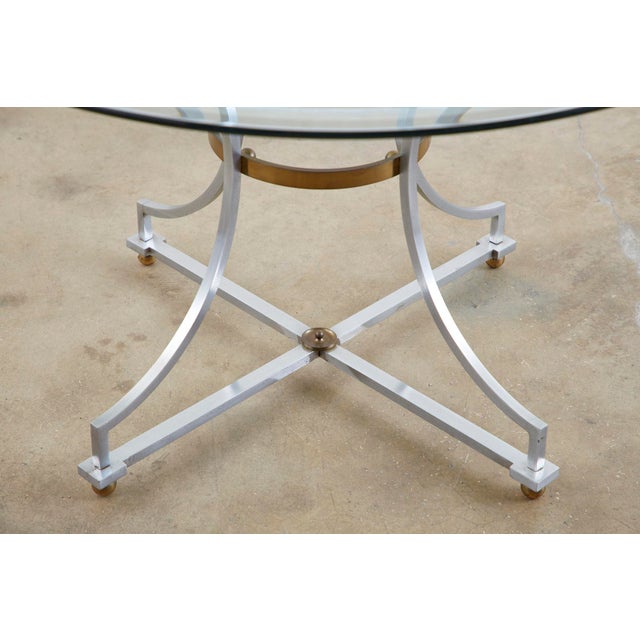 Maison Jansen Maison Jansen Style Steel and Bronze Center Table For Sale - Image 4 of 12