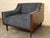 Mid 20th Century Mid-Century Modern Navy Blue Lounge Chairs Set in a Walnut Shell For Sale - Image 5 of 14