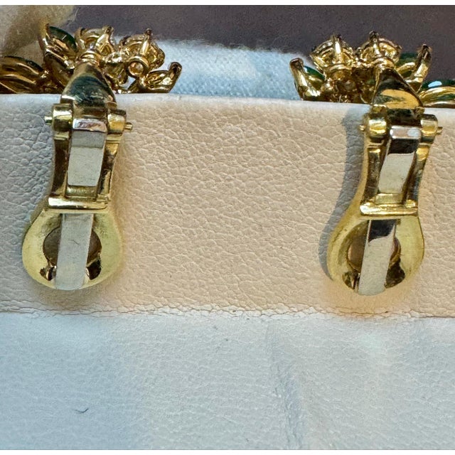 1.8Ct Natural Brazilin Marquise Emerald & 2.0 Ct Diamond Clip on Earring 18 KYG For Sale - Image 14 of 18