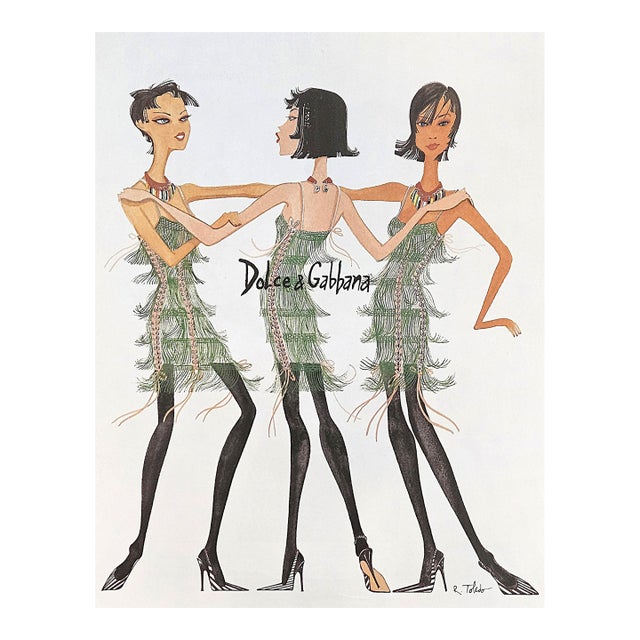 2003 Vintage Dolce & Gabbana Fashion Print, Matted For Sale