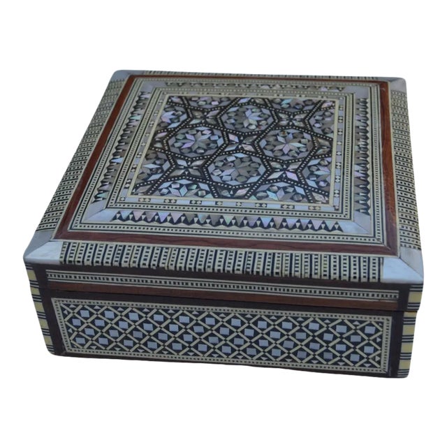 Vintage Moorish Mother-Of-Pearl Inlaid Box For Sale
