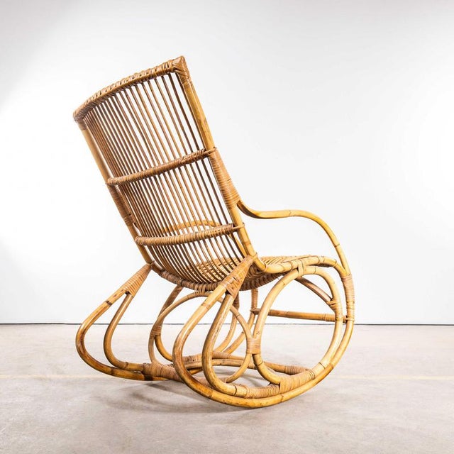French Rattan Rocking Chair, 1960s For Sale - Image 6 of 11