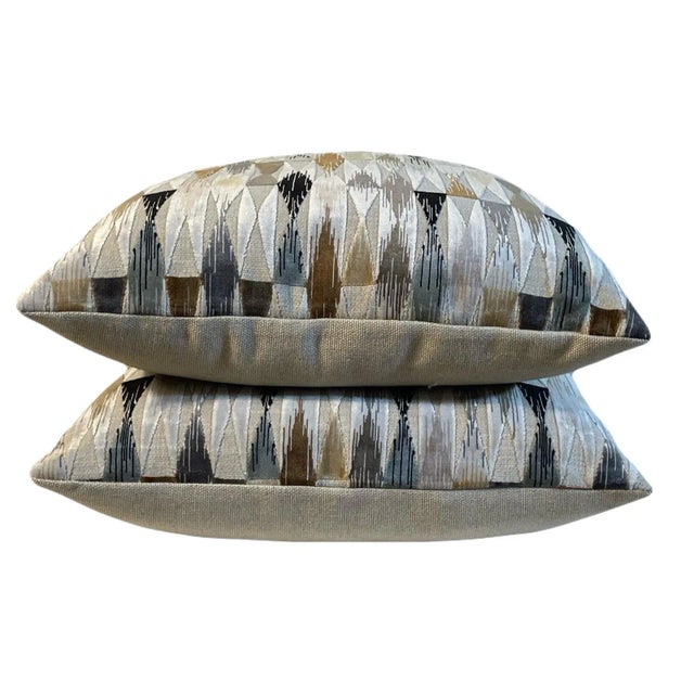 Osborne & Little Osborne and Little “Landsdowne Colville” Charcoal Pillow Covers a Pair 18”/18” For Sale - Image 4 of 4